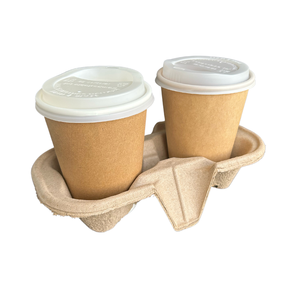 Bandeja Porta Vaso 2 Cavidades Compostable para café / bebidas 1