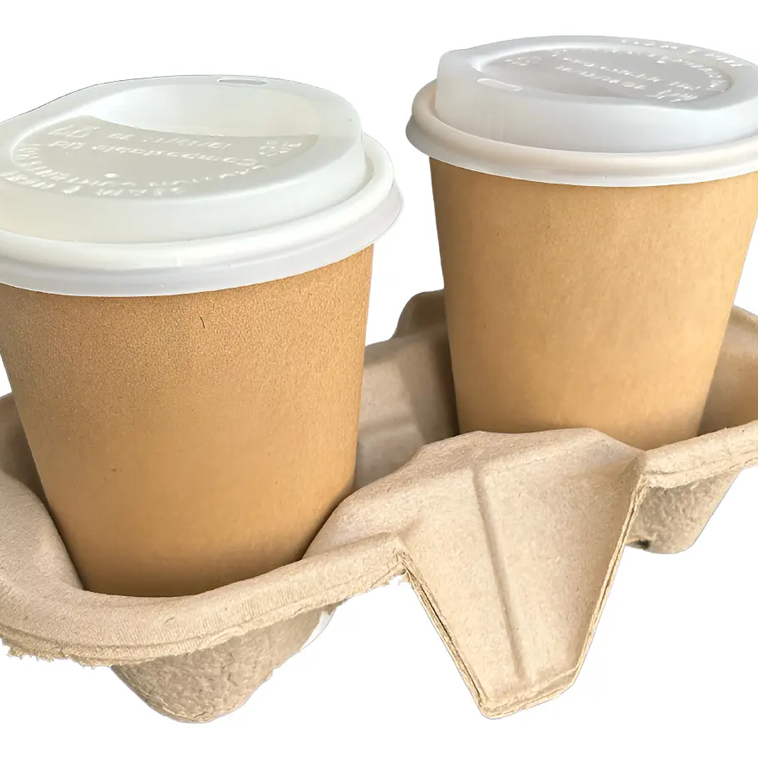 Bandeja Porta Vaso 2 Cavidades Compostable Pack 200 Unidades 1