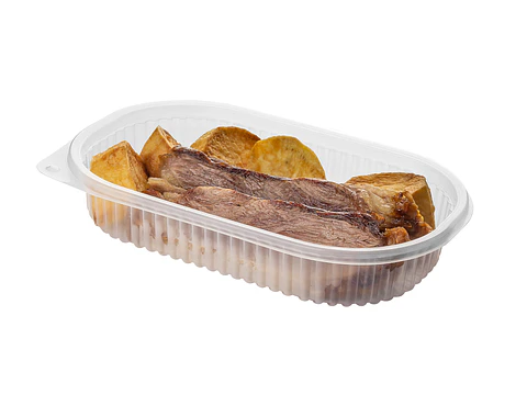 Plato Tranparente Ovalado Con Tapa Microondeable