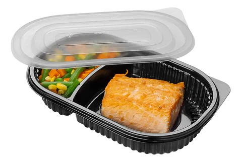 Plato Negro Ovalado Con Tapa