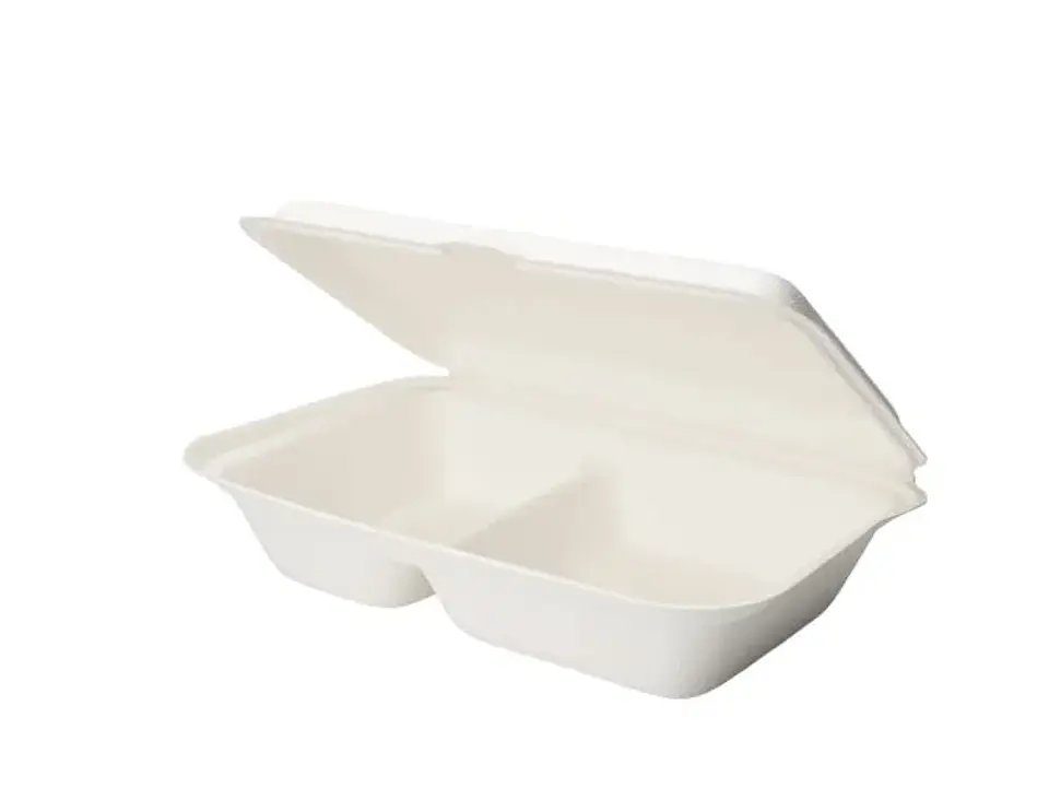 Contenedor De Alimentos Rectangular 2 Divisiones Bagasse X 200 Unid 1