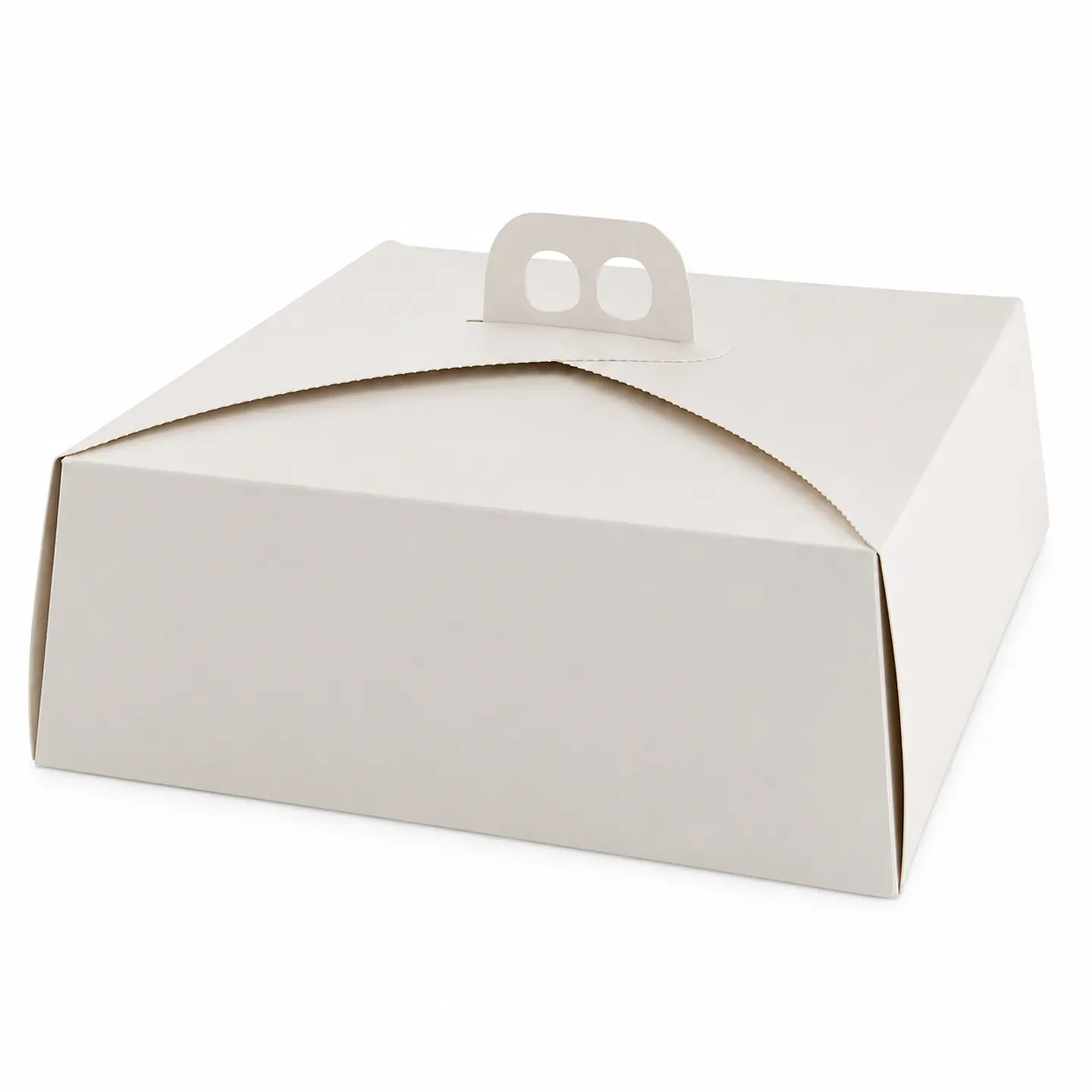 Caja para Torta Blanca con Asa 38 x 38 x 14 cm – Resistente y Fácil de Transportar 1