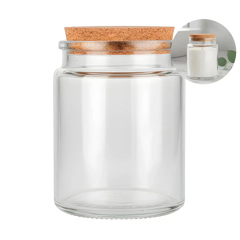 Frasco de Vidrio Transparente 200 ml con Tapa de Corcho – Pack 20 Unidades