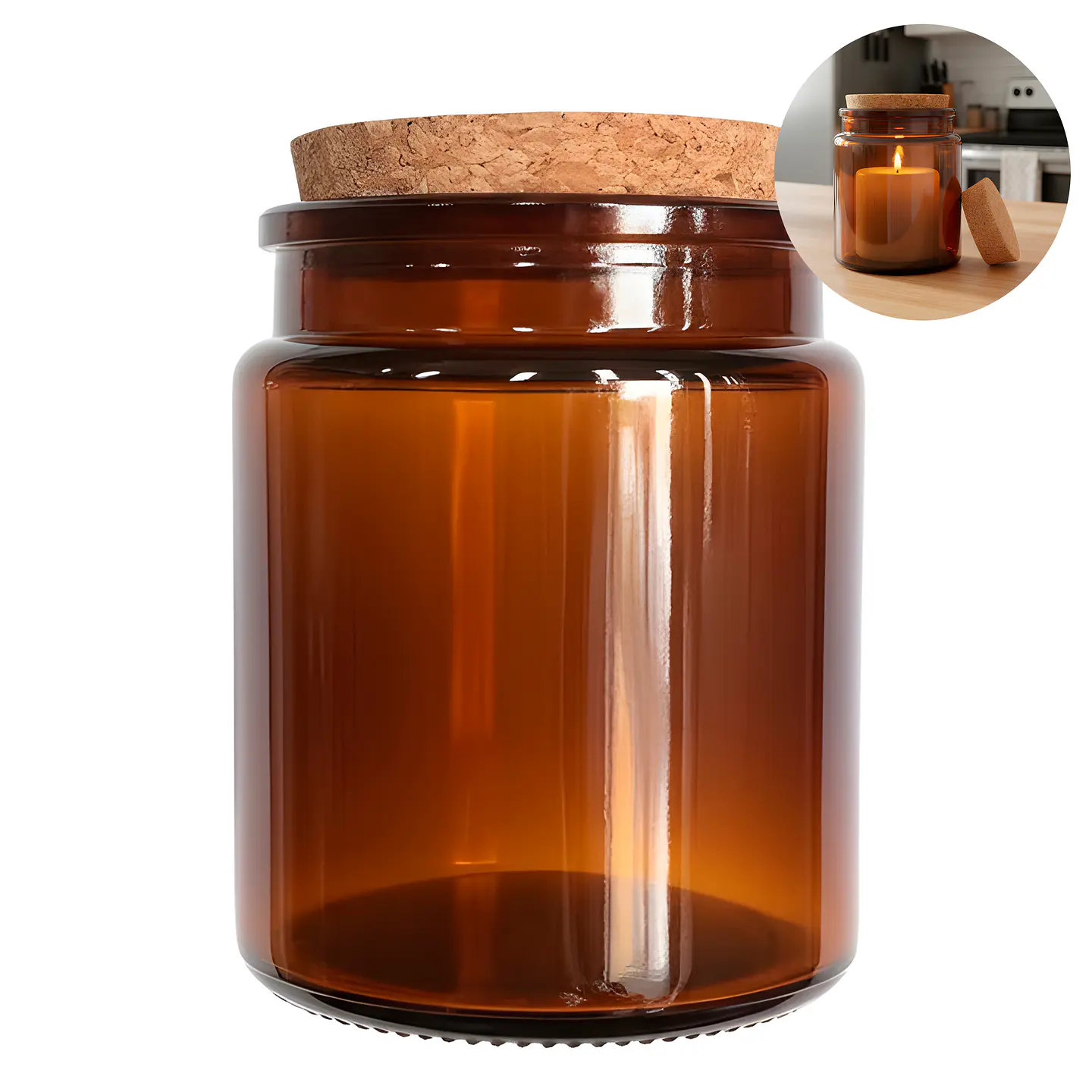 Frasco de Vidrio Ámbar 200 ml con Tapa de Corcho – Pack 20 Unidades 1