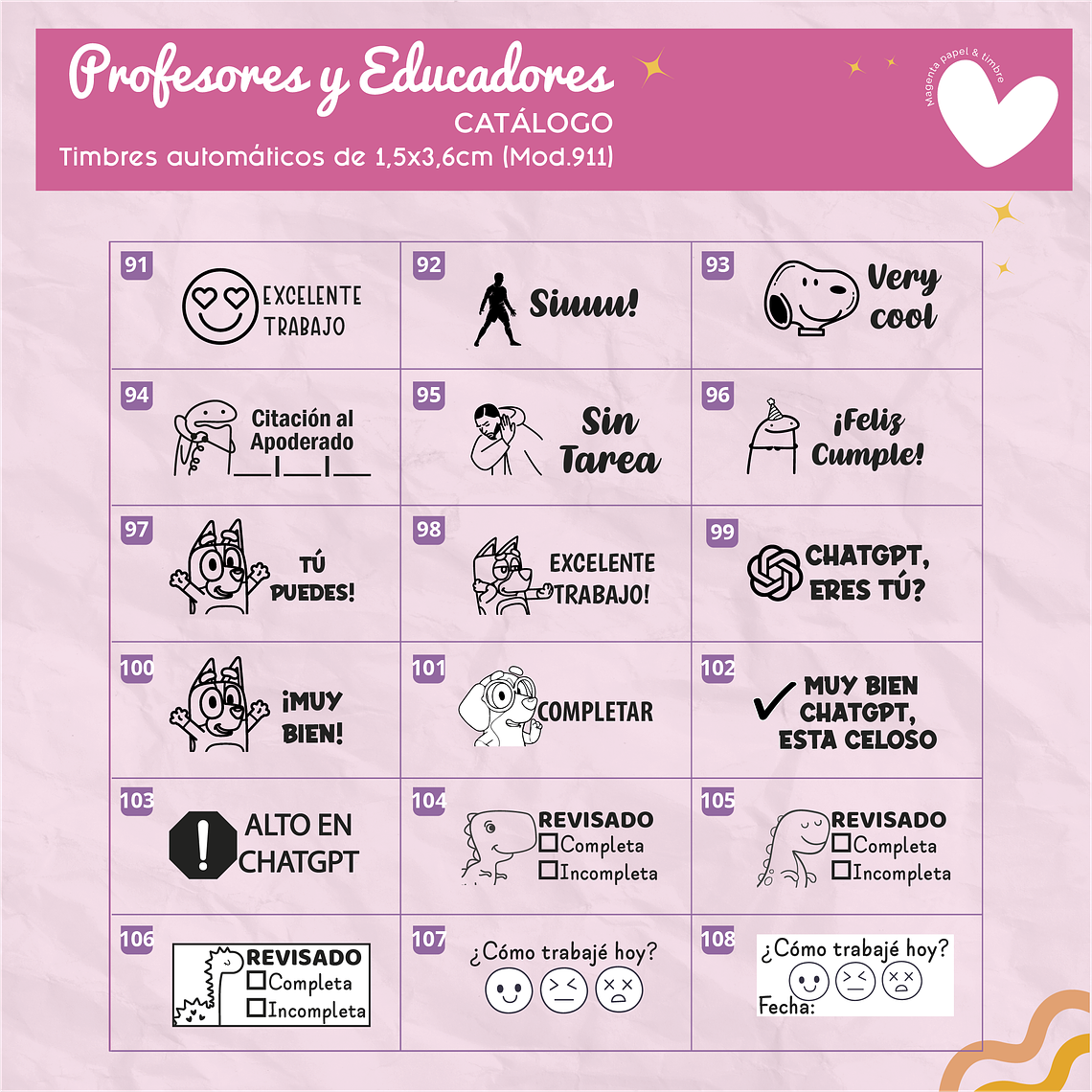 Timbres Motivacionales para Docentes | Automatik Mod. 911 (36x15 mm) 7