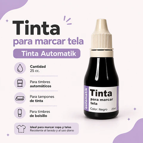 Tinta para Marcar Tela Automatik 25 cc Negra