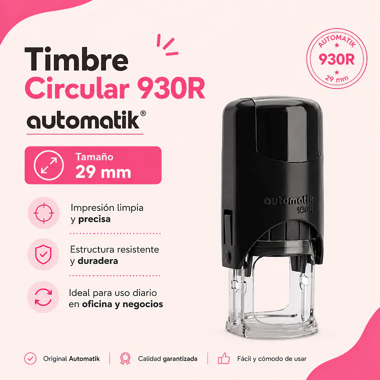 Timbre Circular Automatik 930R Personalizado 29 mm 1