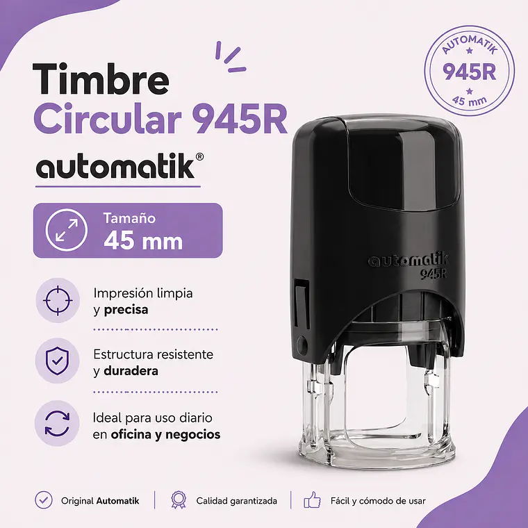Timbre Circular Automatik 945R Personalizado 45 mm 1