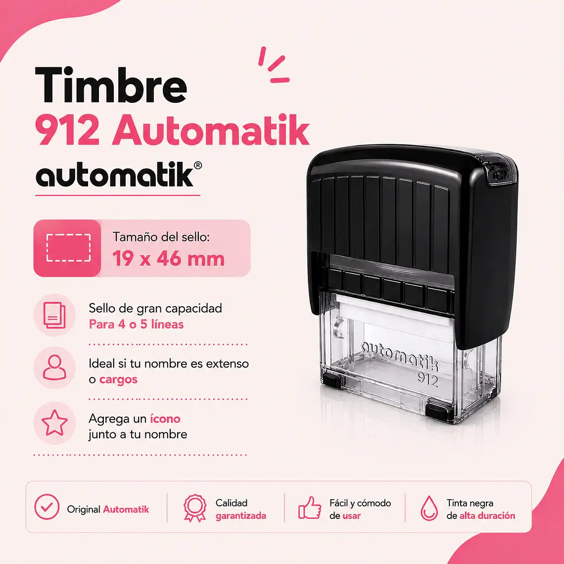 Timbre Personalizado Automatik 912 – 19 x 46 mm 1