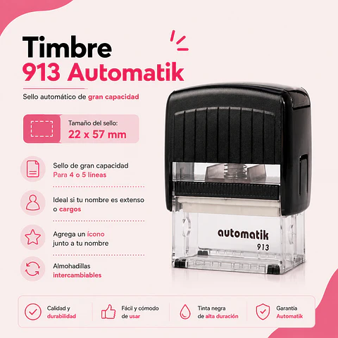 Timbre Personalizado Automatik 913 – 22 x 57 mm