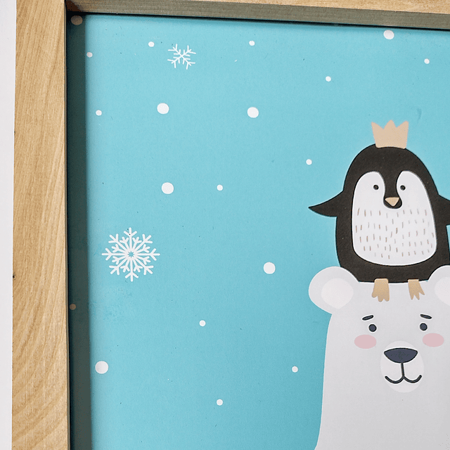 Cuadro Decorativo para Niños Oso Polar y Pinguino 20x30 cm