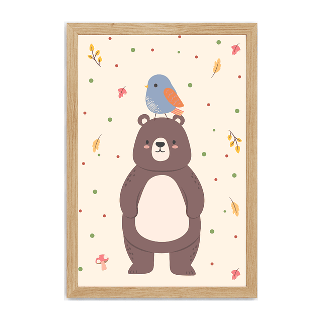 Cuadro Decorativo Infantil Oso y Pajarito