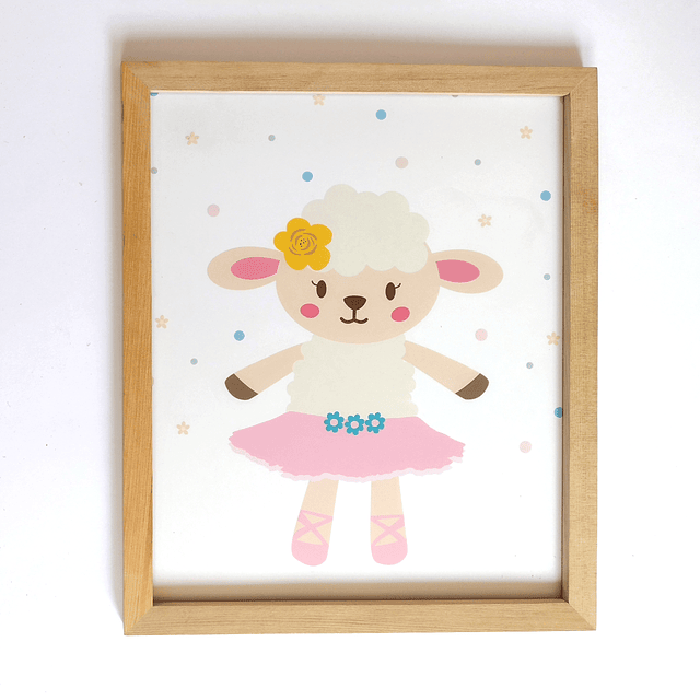 Cuadro Decorativo Infantil para Niñas Ovejita Bailarina 20x25cm