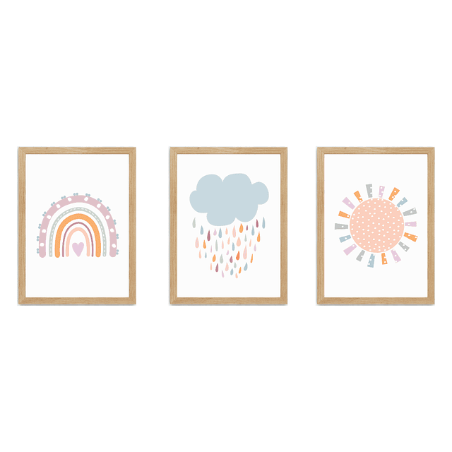 Trío Cuadros Decorativos Infantiles Nube, Sol, Arcoíris
