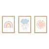 Trío Cuadros Decorativos para Niños Nube, Sol, Arcoíris