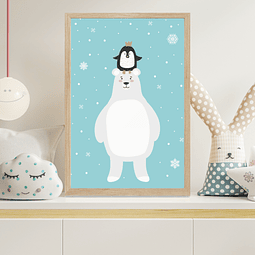 Cuadro Decorativo Infantil Oso Polar y Pinguino