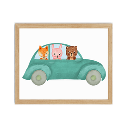 Cuadro Decorativo Infantil Animales Automovil 20x25 cm