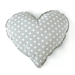 Cojín Decorativo Infantil Tela Diseño Corazón Color Gris