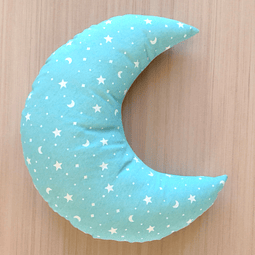 Cojín Decorativo Infantil Tela Diseño Luna Color Cian