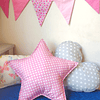 Cojín Decorativo Infantil Tela Diseño Estrella Color Rosa Lunares