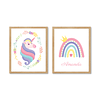 Duo cuadros Unicornio + Arcoiris con Nombre Personalizado