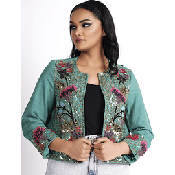 Chaqueta Bordada Celeste 