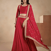 Lehenga Seda Rojo 