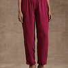 Conjunto Blusón + Pantalón Seda Fucsia