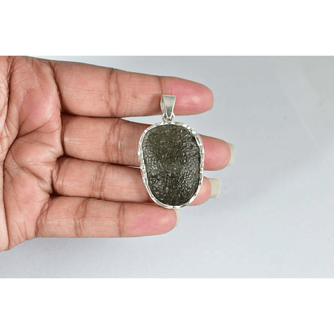 Colgante Plata Moldavita Bruto