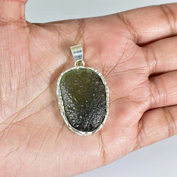 Colgante Plata Moldavita Bruto