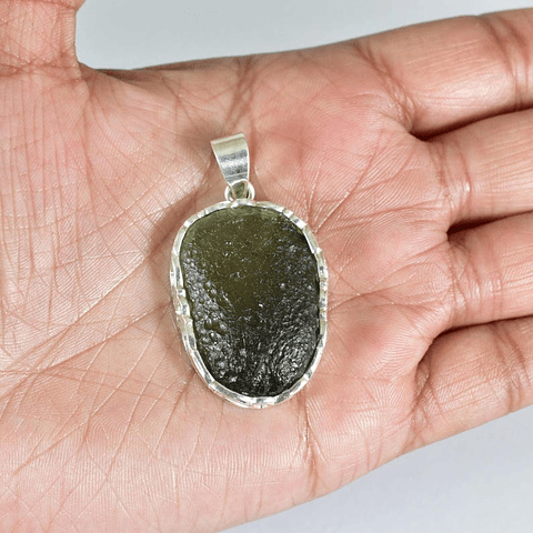Colgante Plata Moldavita Bruto