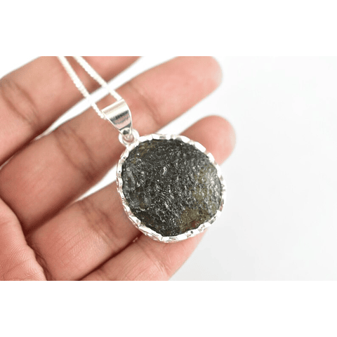 Colgante Plata Moldavita Bruto