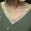 Conjunto Seda Verde Bordado