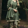 Conjunto Seda Verde Bordado