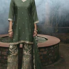 Conjunto Seda Verde Bordado