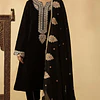 Conjunto Terciopelo Negro Bordado