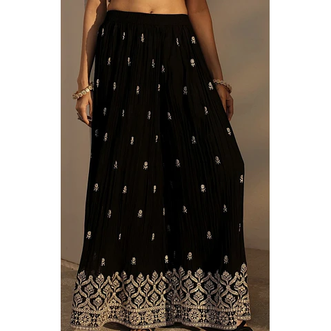 Conjunto Seda Kurta Bordada 