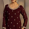 Conjunto Seda Kurta Bordada 