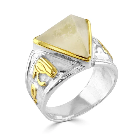 Anillo Plata Osiris Libyan Desert Glass