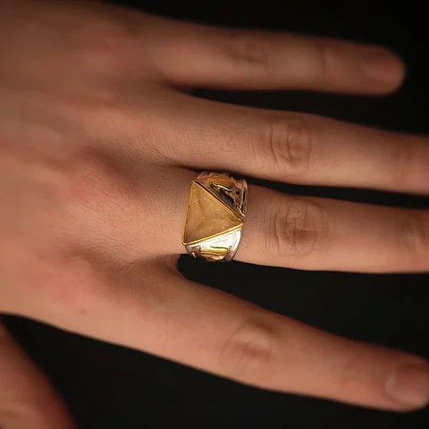 Anillo Plata Osiris Libyan Desert Glass