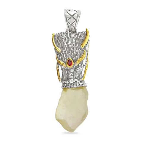 Colgante Dragón Libyan Desert Glass en bruto 