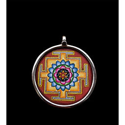Colgante Sri Yantra Pintado a mano Plata 