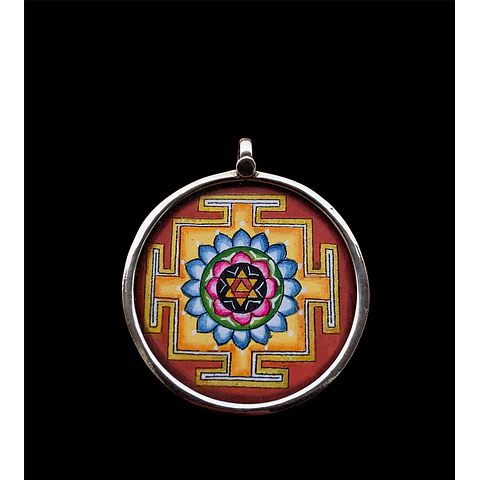 Colgante Sri Yantra Pintado a mano Plata 