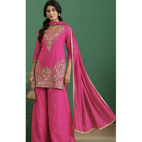 Conjunto Kurta Pantalón Seda Pink 
