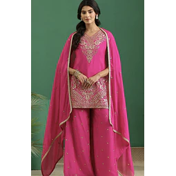 Conjunto Kurta Pantalón Seda Pink 