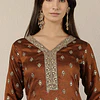 Conjunto Kurta Seda Brocato  Bordado 