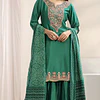 Conjunto Seda Verde Bluson y Pantalón