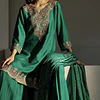 Conjunto Seda Verde Bluson y Pantalón
