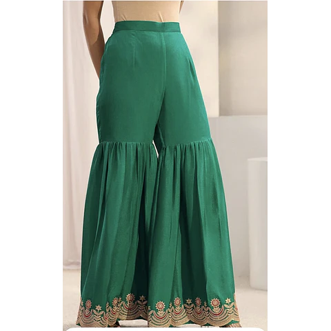 Conjunto Seda Verde Bluson y Pantalón