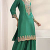 Conjunto Seda Verde Bluson y Pantalón